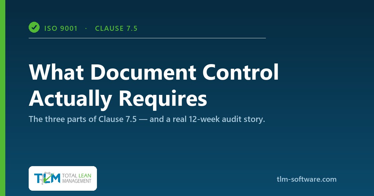 ISO 9001 document control and Clause 7.5 requirements — TLM audit-ready QMS