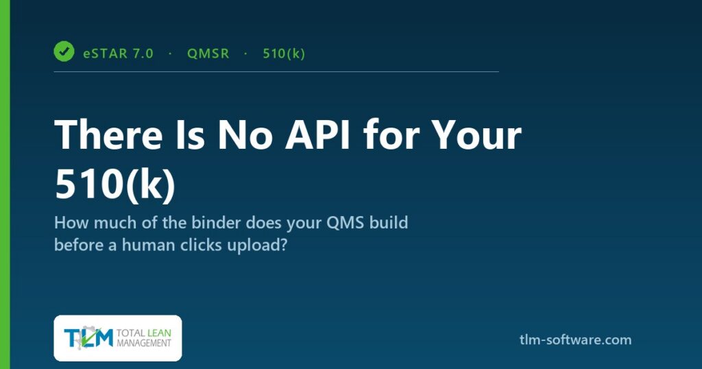 510(k) submission software and eSTAR: there is no FDA API